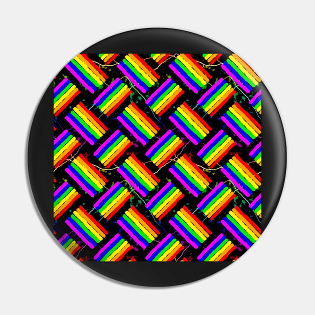 Rainbow Rought Stripes Thatched Pin by NeavesPhoto