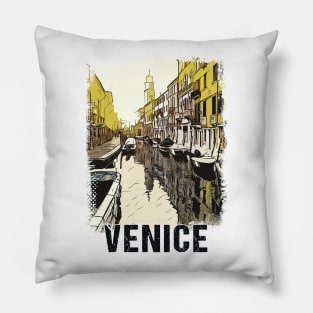 Venice City Streets Vintage Travel Poster Series grunge edition 03 Pillow