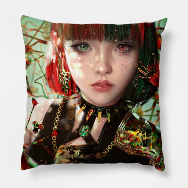 Green Red Pillow by ErakNote