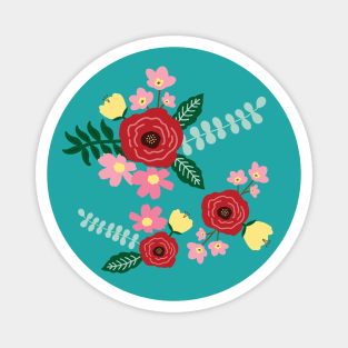 Aromatic rose floral garden - teal Magnet