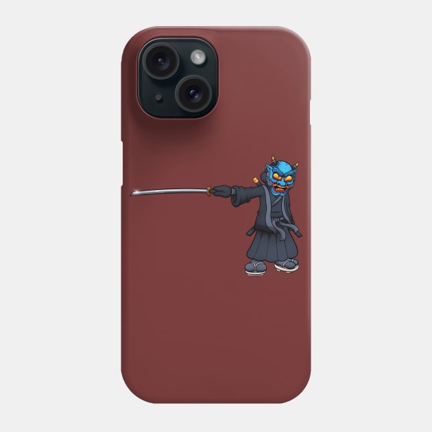 Japanese Warrior With Blue Oni Mask Phone Case by TheMaskedTooner