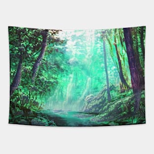 Green Forest Glow Tapestry