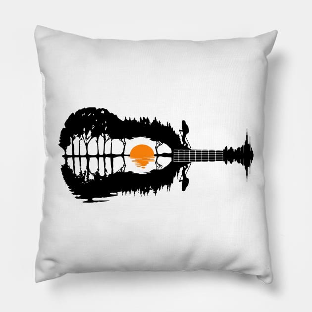 Guitar Mountains Pillow by RosaliArt