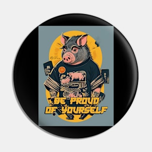 Be Proud Of Yourself Japanese Retro Boar Pin