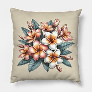 Vintage Plumeria Botanical Pillow