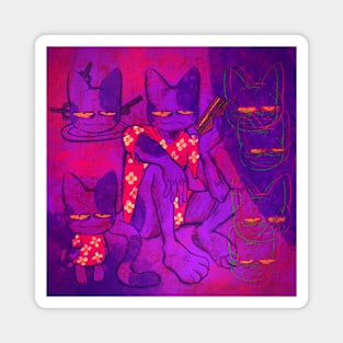 Funny Purple Cat Magnet