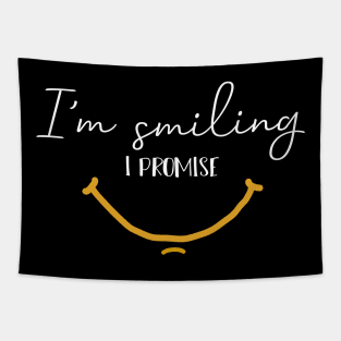 I'm Smiling I Promise Funny Quote with Smiling Face Tapestry