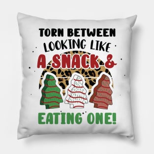 Torn Between Looking Like A Snack And Eating One Santa Christmas Cakes - Vintage Leopard Christmas Tree Cakes Pillow