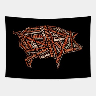 Civilized Caveman - Pig Outline Dark Shirts Tapestry