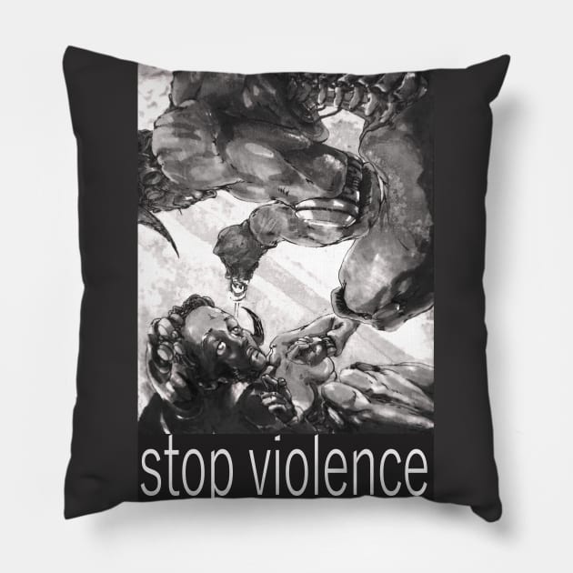 Stop violence Pillow by Takeshi Kolotov