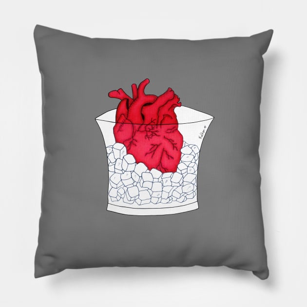 "On The Rocks" · Red heart on ice cubes in glass · minimalistic illustration Pillow by natashakolton