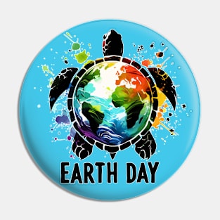 Sea Turtle Earth Day Save The Earth Planet Pin