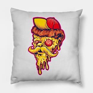 Funny Hipster Pizza Slice // Pizza Lover // Funny Pizza Cartoon Pillow