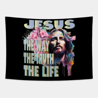 Jesus The Way Truth Life Bible Verse Christian Catholic Pray Tapestry