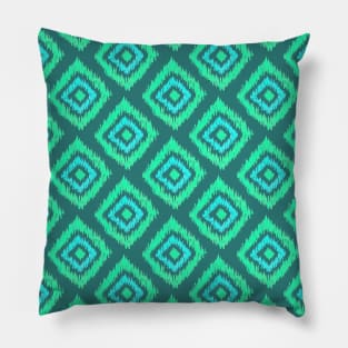 Watercolor Ikat Pattern - Mint Pillow