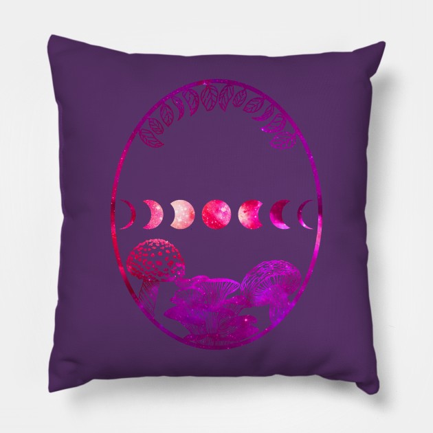 Cottagecore Goblincore Mushrooms Moon Alt Aesthetic Witchy Vibes Green Witch Pillow by GraviTeeGraphics