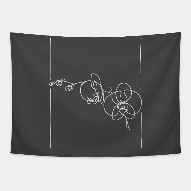 Orchid Flowers Line Drawing - White Tapestry by EnvelopeStudio