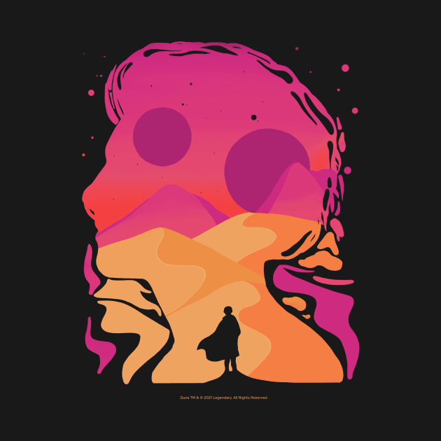 Paul Atreides on Arrakis, Double Exposure Minimalist Illustration by Dream Artworks