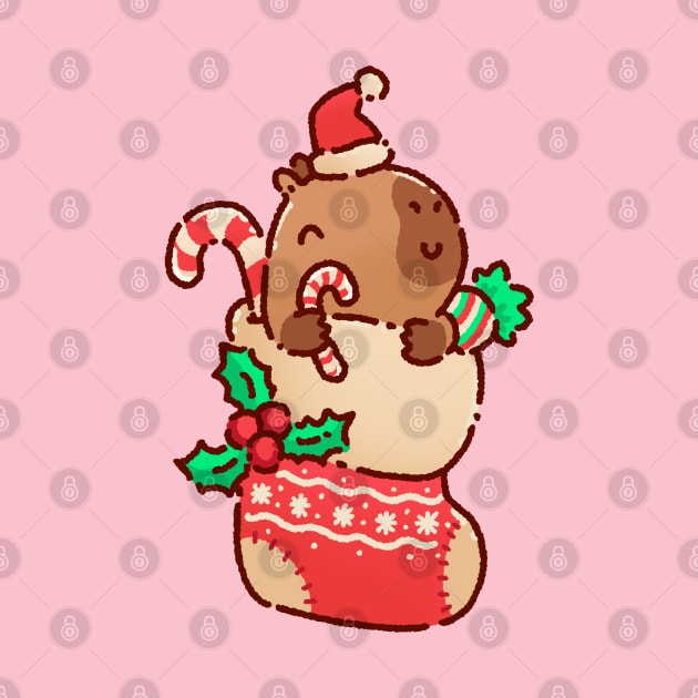 Cpaybara in a xmas stocking by Tinyarts