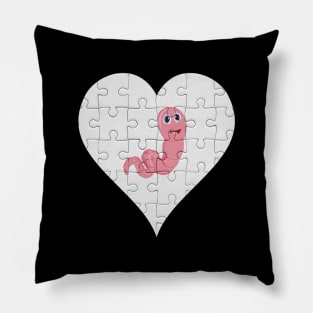 Jigsaw  Worm Heart Design - Insects Worm Pillow