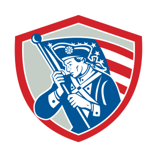 American Patriot Soldier Waving Flag Shield T-Shirt