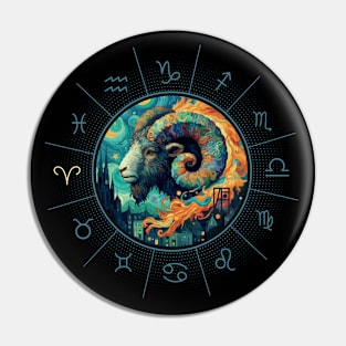 ZODIAC Aries - Astrological ARIRS - ARIRS - ZODIAC sign - Van Gogh style - 12 Pin