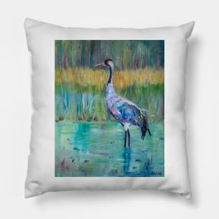 Crane in the forest Pillow