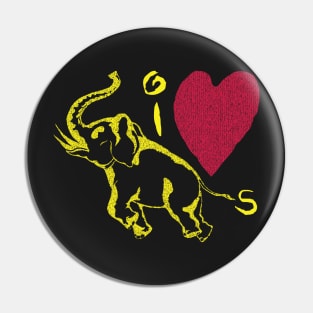 I Love Elephants Pin