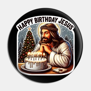Happy Birthday Jesus Make A Wish Birthday Cake Christmas Trees Snowing Pin