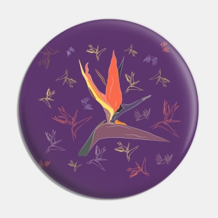 Bird of Paradise flower pattern Pin