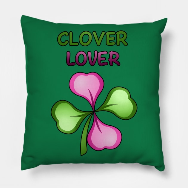 Clover Lover (with black border) Pillow by Sierra_42