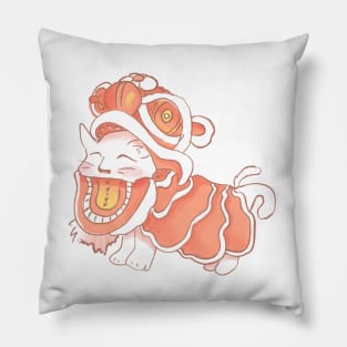 Cat in a chinese new year lion costume Pillow