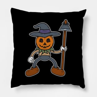 Retro 1930s Halloween Scarecrow Cartoon Pillow