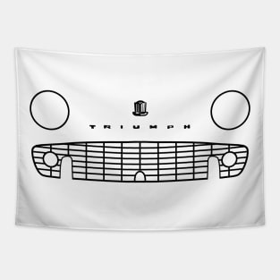 Triumph TR3 classic British roadster sports car minimalist front outline graphic (black) Tapestry