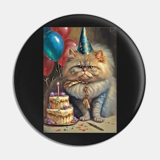 Persian Cat Birthday Card Pin