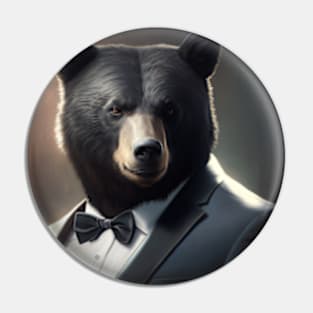 Cute Bear Wearing A Suit: Adorable Wildlife Animals Pin