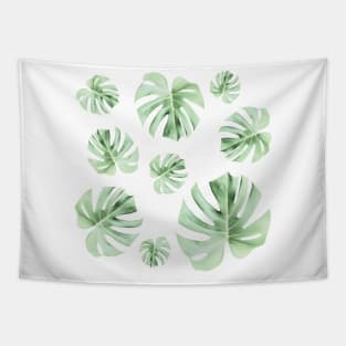 Tropical Green Leaves Tapestry