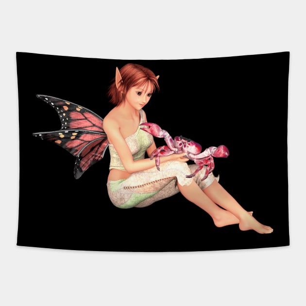 Cancer woman girl fairy faerie elf crab zodiac horoscope Tapestry by Fantasyart123