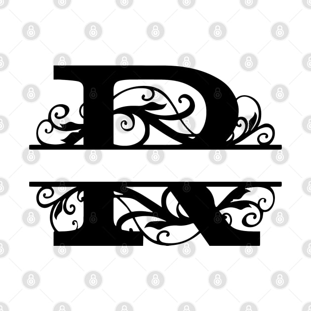 The Letter R Black And White Floral by kimoufaster