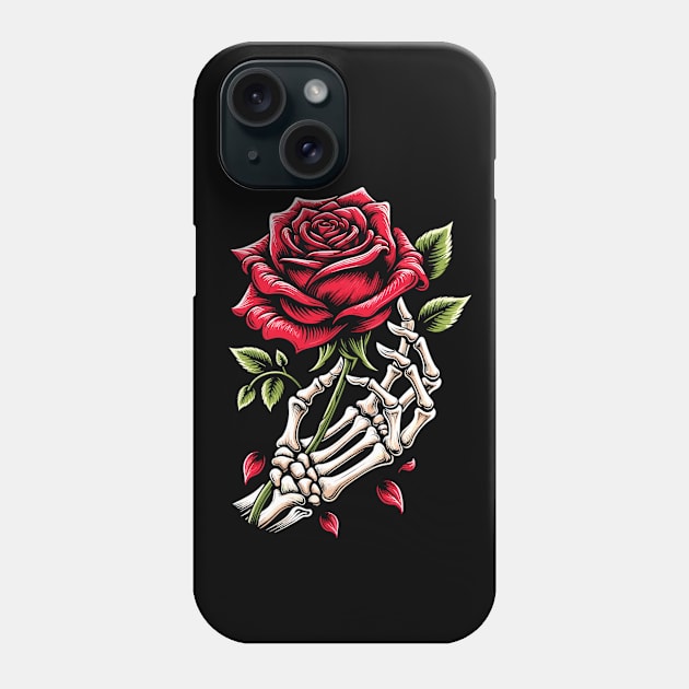 Skeleton Hand Rose Graphic - Gothic Love & Romance Phone Case by DefineWear