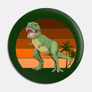 Retro Dinosaur TRex / T-Rex Distressed Sunset Pin