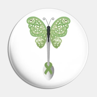 Butterfly Spoon Awareness Ribbon! (Green) Pin