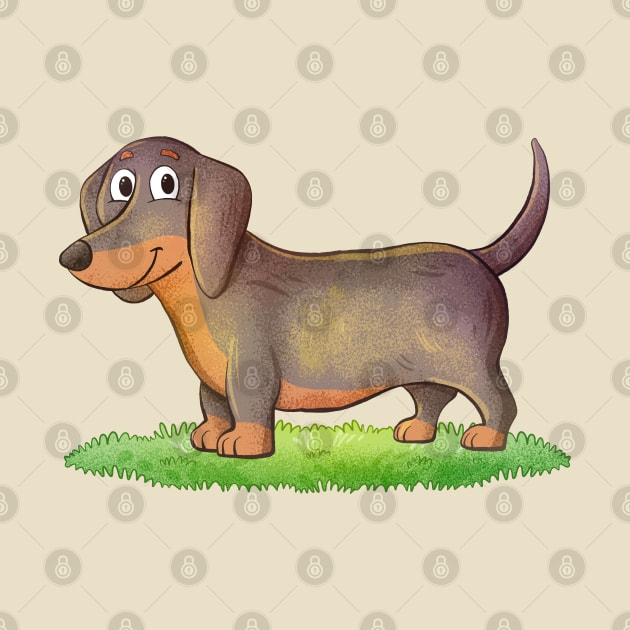 Dachshund hand Drawn by Mako Design 