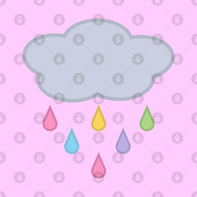 Raining Rainbow Raindrop Rain Cloud in Pink by Kelly Gigi