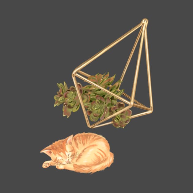 Geometric Succulent Planter and Cat by rachelleybell