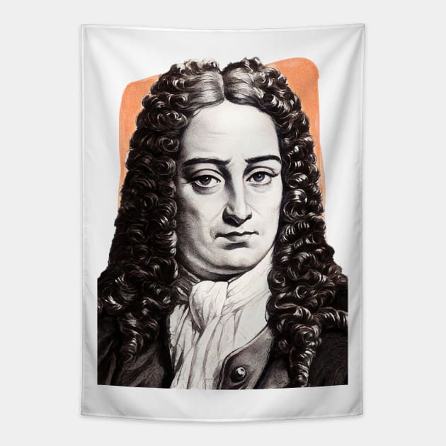 German Polymath Gottfried Wilhelm Leibniz illustration Tapestry by Litstoy 