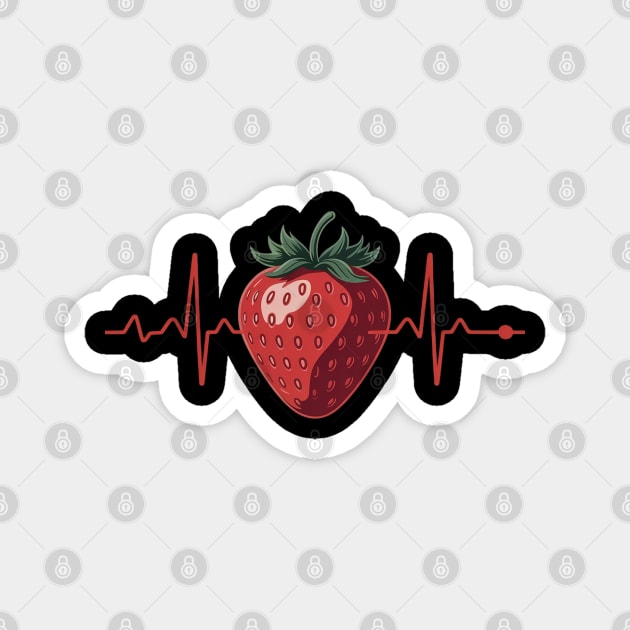 Strawberry Heartbeat Cute Novelty Magnet by Ink Lines