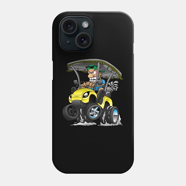 Funny Golf Cart Hotrod Golf Car Popping a Wheelie Cartoon Phone Case by hobrath