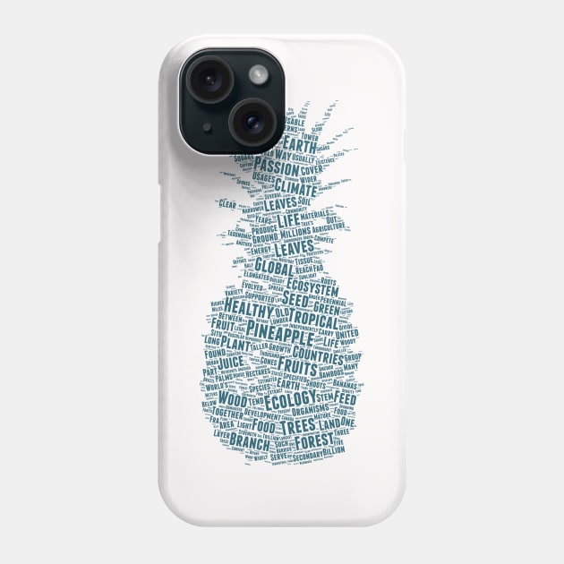 Pineapple Fruit Silhouette Shape Text Word Cloud Phone Case by Cubebox