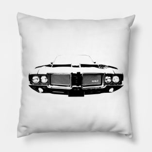 Oldsmobile 442 1970s classic muscle car monoblock black and white Pillow